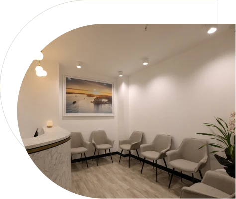 The modern, calm reception and waiting area at Horizon Dental, Sydney CBD